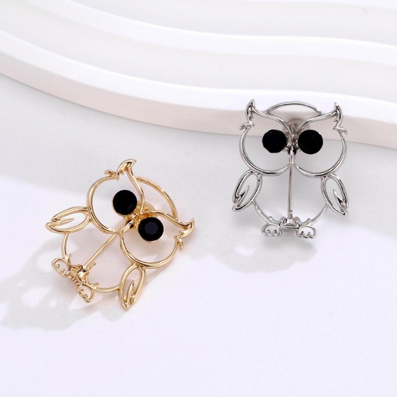 Polished Owl Brooch Fashionable Zinc Alloy Jewelry Lightweight Design For Women Men Gift Gold Silver Option