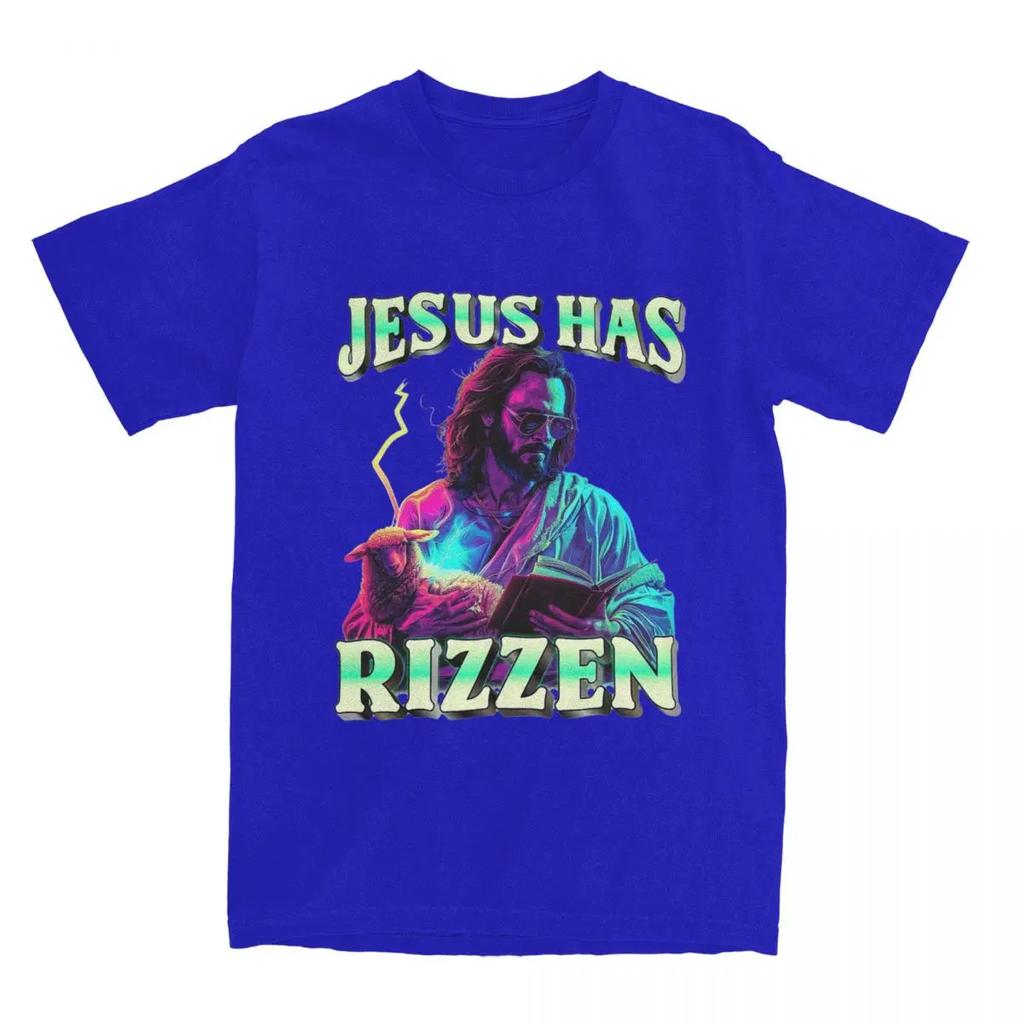 All Seasons Jesus Has Rizzen Funny Sarcastic T Shirt Merch Christ Pure Cotton Catholic Bible Faith T-shirt Tee Shirt