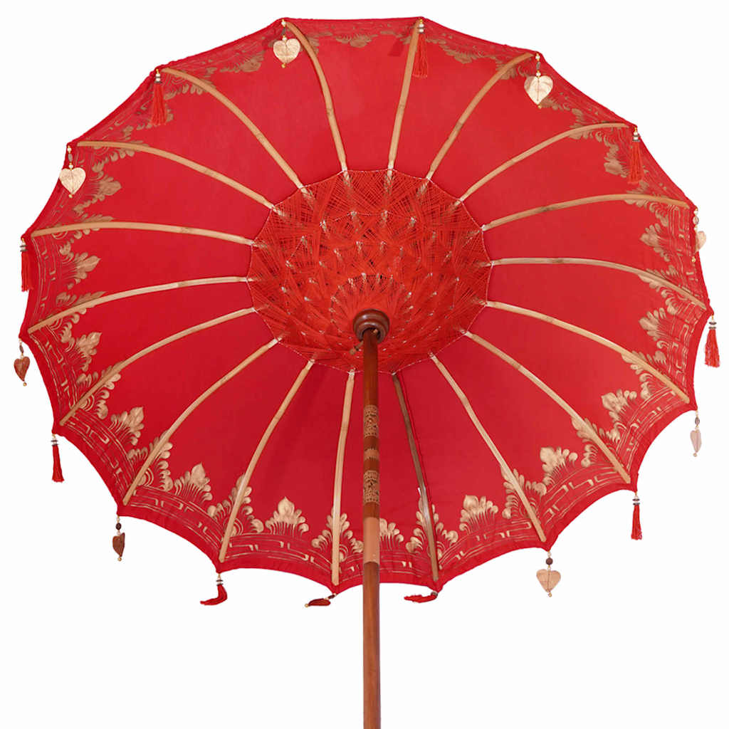 Balinese Sun Umbrella with Base Red 185 X 185 X 260 Cm