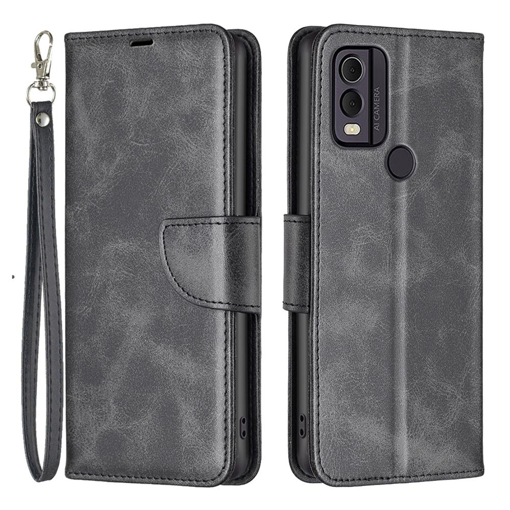 

Для Nokia C22 Однотонный кошелек Противоударный чехол Текстурированная искусственная кожа Подставка Чехол для телефона Black