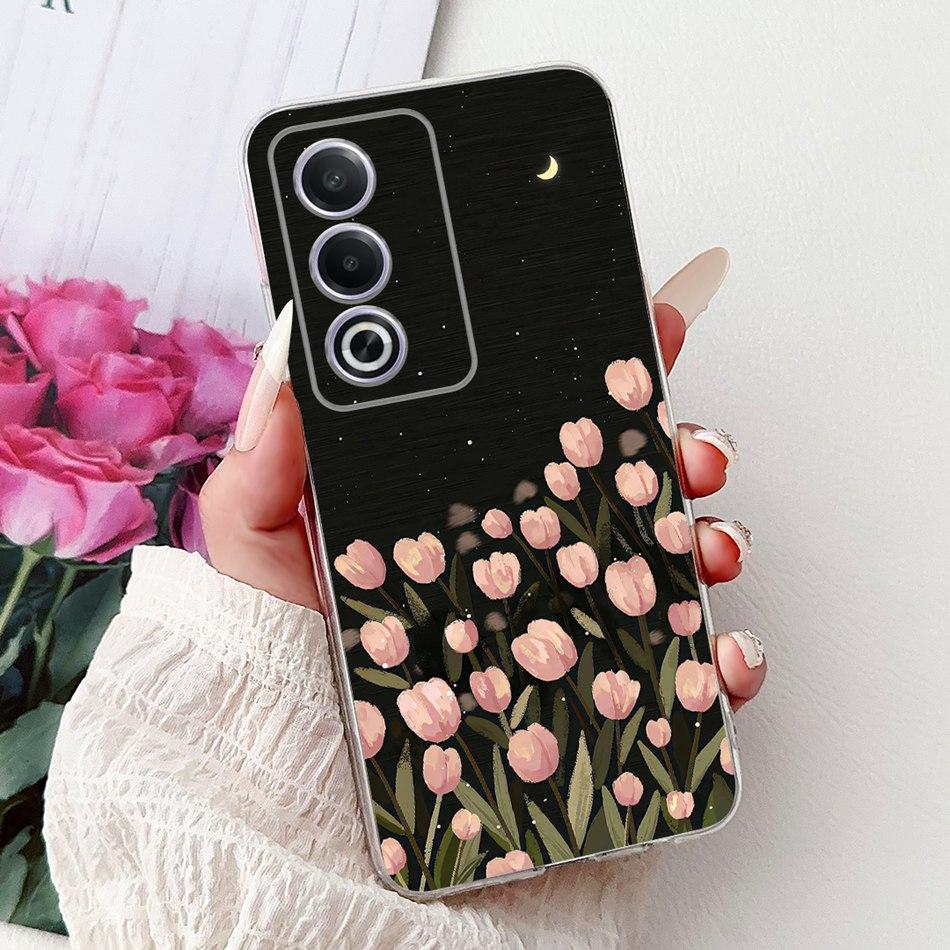 For OPPO A3 Pro A80 CPH2639 Elegant Floral Cat Printed Phone Case For Oppo  A80 A3 Pro 5G Global Soft Silicone TPU Cases