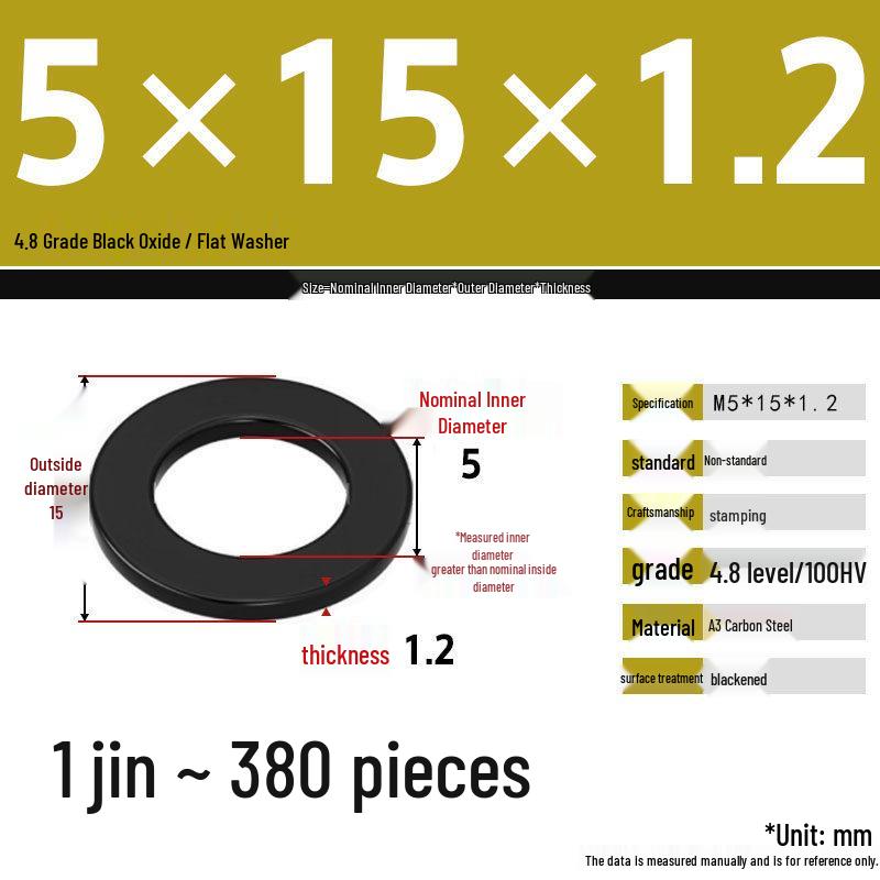Blackened Enlarged Thickened Metal Washer - M3-M42