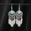 Niche turquoise earrings Bohemian long fringed earrings women's retro design earrings