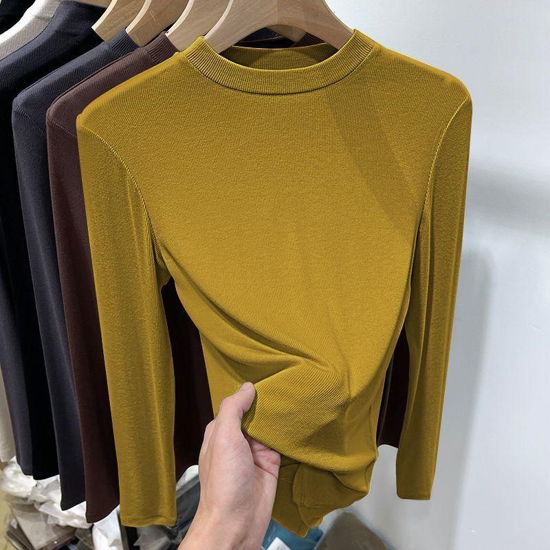 German Velvet Stand-up Collar Long-sleeved Bottoming Shirt Autumn and Winter New Warm Solid Color Thin Versatile Slim-fitting T-shirt