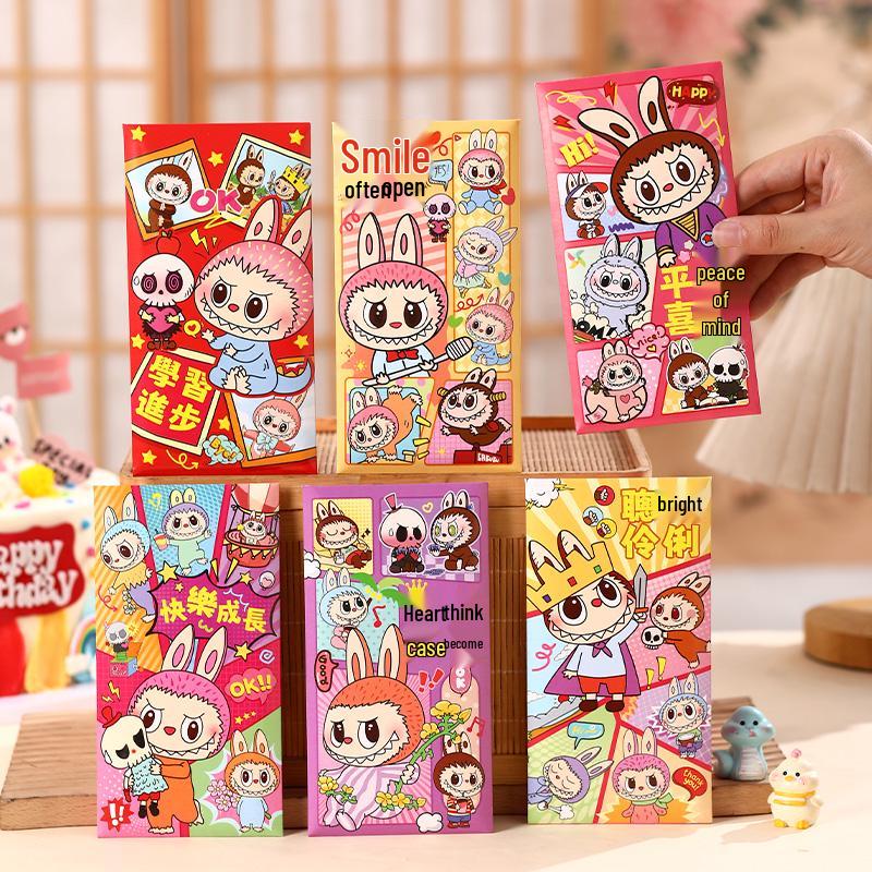 Labubu 2026 Ano do Cavalo Envelope Vermelho de Desenho Animado Personalizado - Porta-Dinheiro da Sorte Fofo e Criativo.