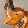 Hand-Carved Teak Wood Elephant Figurine Warm-Toned Wooden