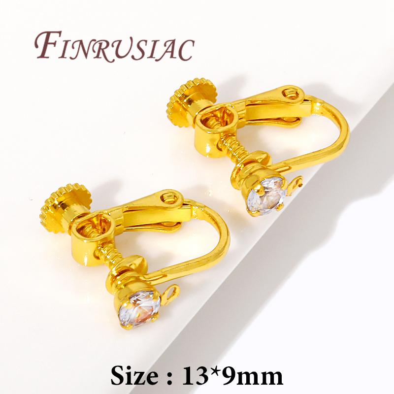 14K/18K Gold Plated Brass Screw Clip Earring Converters,Clip-on Earring Findings Non Pierced Earring Components For DIY Earring