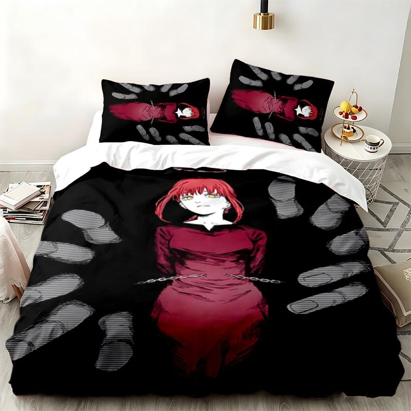 Chainsaw Man 3pc Set Perfect for Bedroom Use Comfortable Bedding Set Includes a Duvet Cover and Two Pillowcases Ideal Birthday or Christmas Gift