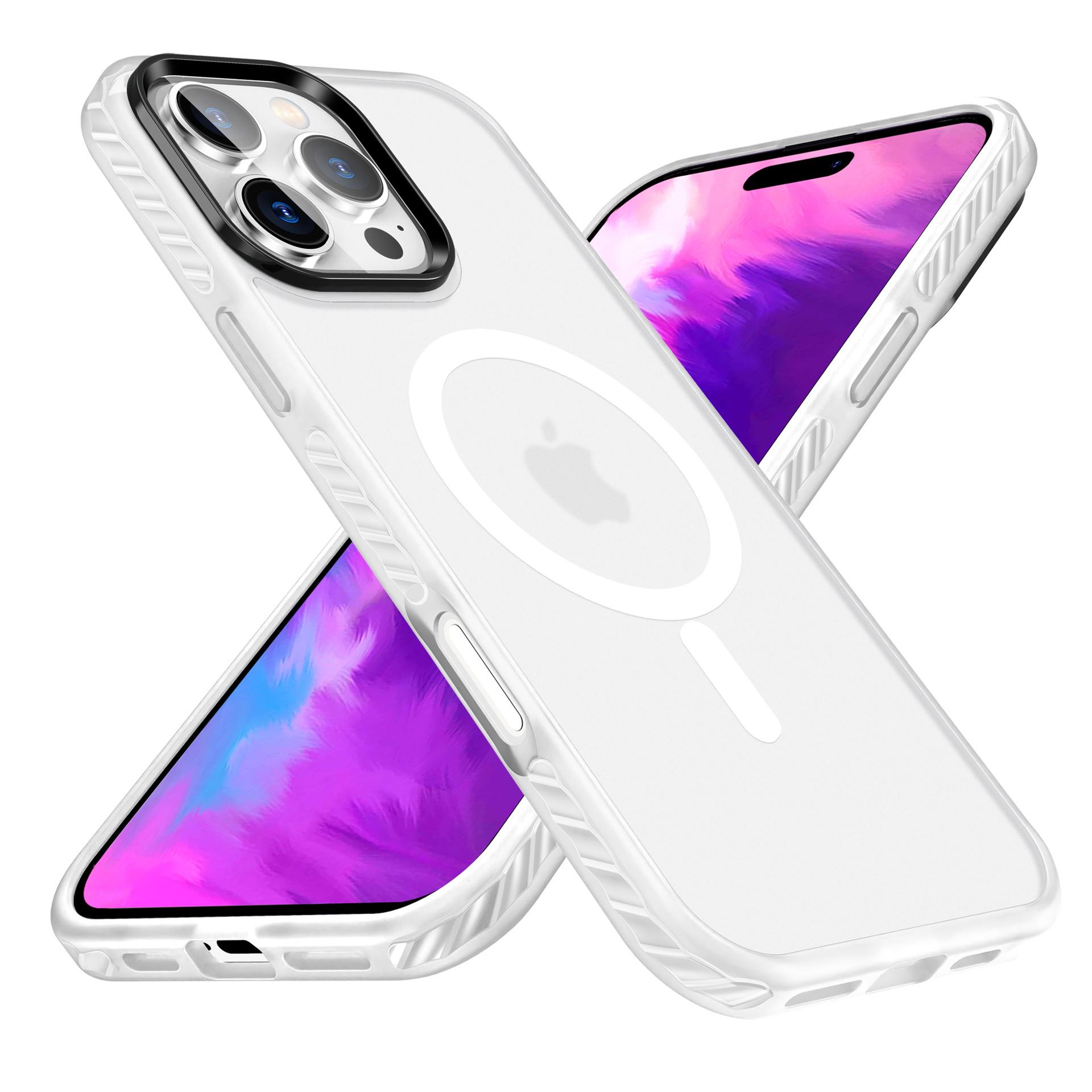 

Подходит для Apple 16Pro Магнитный чехол для мобильного телефона 15 Двухслойная подушка безопасности Anti-Drop 14 Защитный чехол для мобильного телефона 13Pro iPhone 16 белый