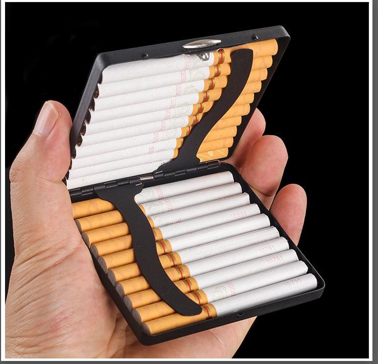 20-Piece Black Matte Metal Cigarette Case, Regular Size, Moisture-Proof & Pressure-Resistant, Minimalist Business Design for Men