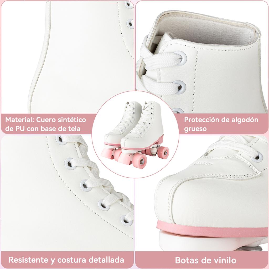Pattini a Rotelle Quad Taglia 32-40 Adulti Donne Lampeggianti 4 Ruote Scarpe da Pattinaggio Bambini Ragazze Principianti Allenamento Pattinaggio Outdoor Sneakers