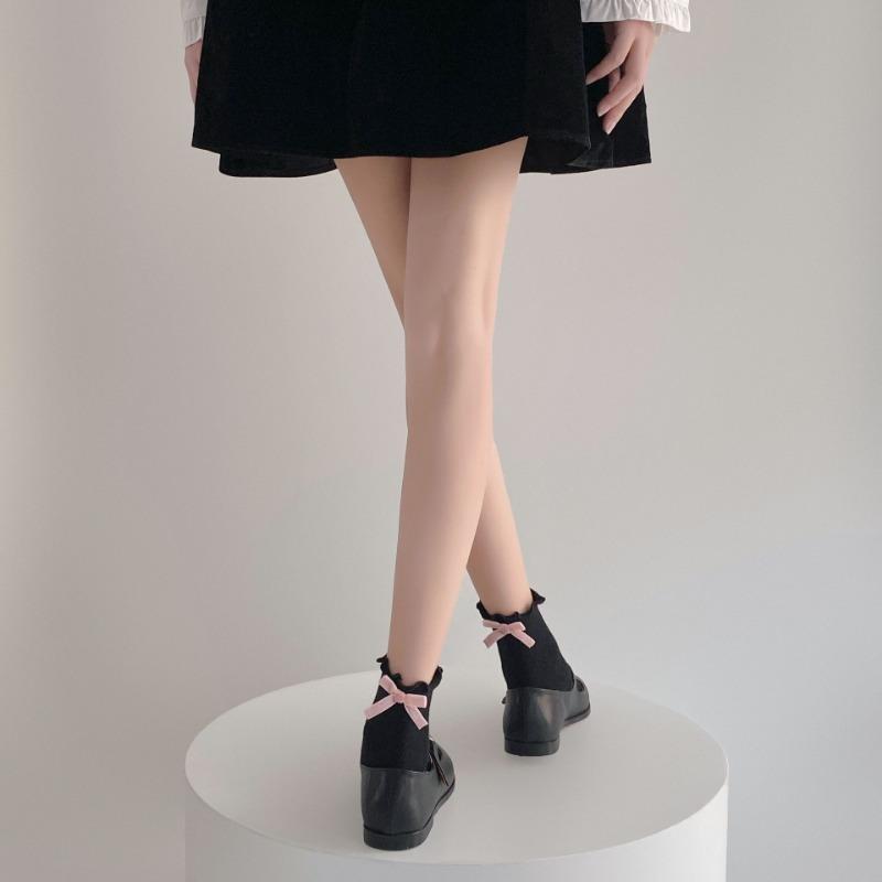 

Кружевной галстук-бабочка до середины икры Весна и Лето Милые однотонные Гольфы-носки в рубчик для осени для девочки Лолиты 1 pair розовый/чёрный