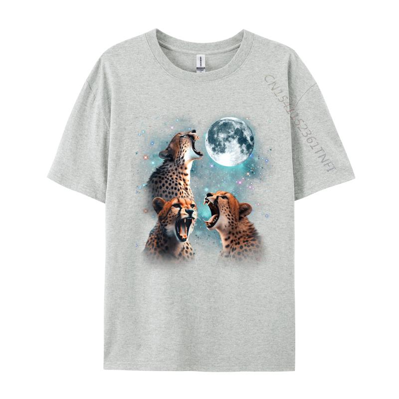 Unisex Tshirts 3 Cheetah Moon Howling Cheetah Head Funny For Fashion Leisure Tops Shirt Cotton Fabric Tshirts Design Tee Shirt