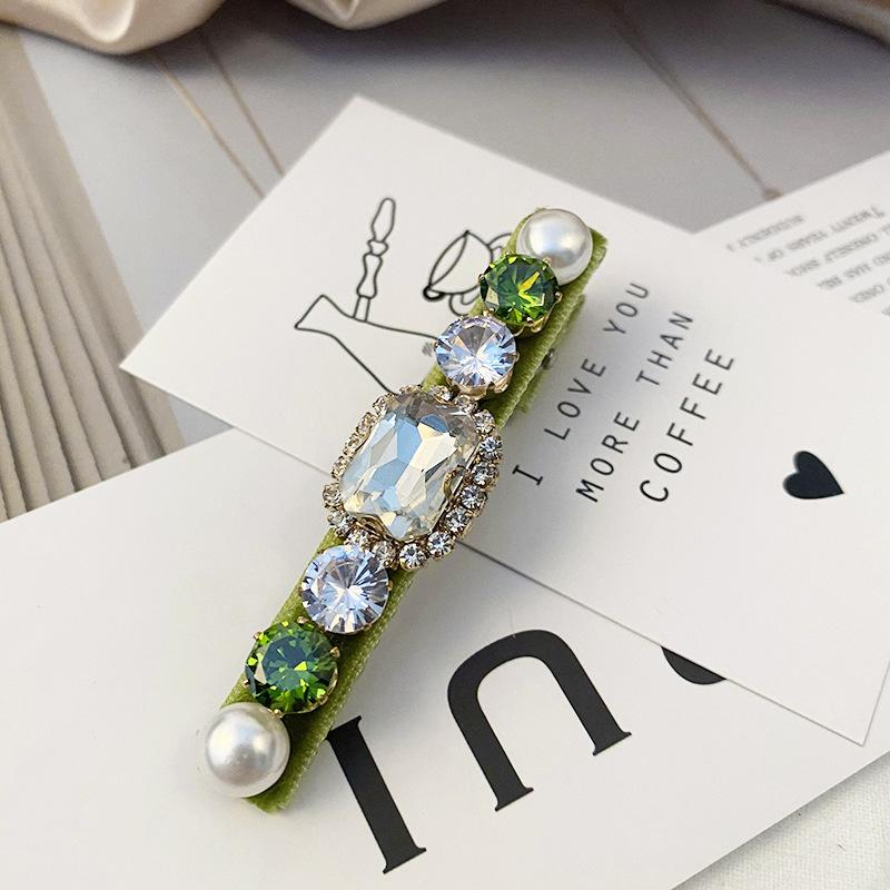 Colored Baroque Crystal Barrette Hairclips For Women New Korea Top-grade Shiny Rhinestone Pearl Spring Clips Hairpins