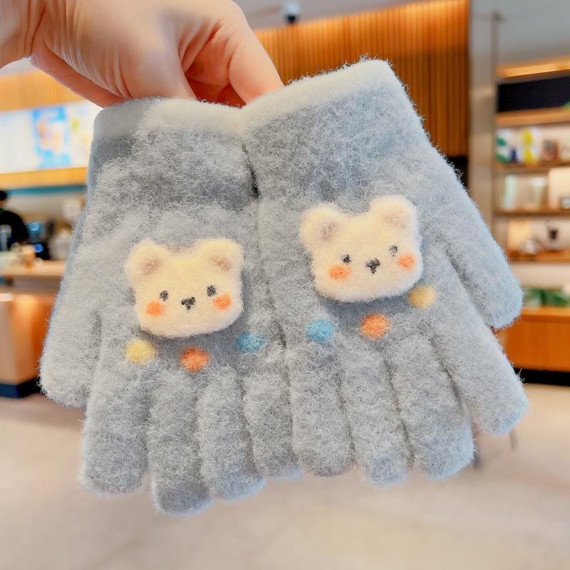 

Зимові вітрозахисні дитячі рукавички на велюровій підкладці з мультяшним малюнком: Теплі, Потовщені, Антифризні Рукавички з Повним Пальцем для Хлопчиків та Дівчаток Refer to age recommendation after options