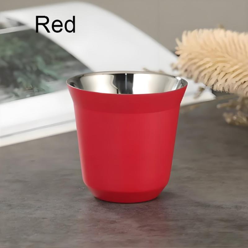 Summer Simple Flat Bottom Cup Stainless Steel Double-Layer Inner Tank Capsule Coffee Cup High-Grade Solid Color Water Cup