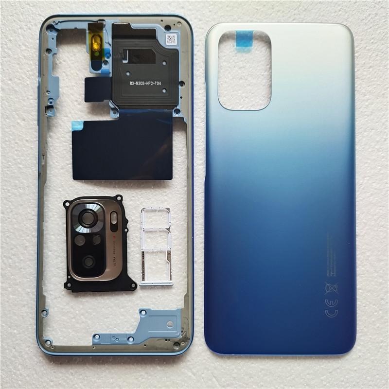 Full Housing For Xiaomi Redmi Note 10S Back Battery Cover Rear Middle Frame + Volume Button + Camera Glass + Sim Tray