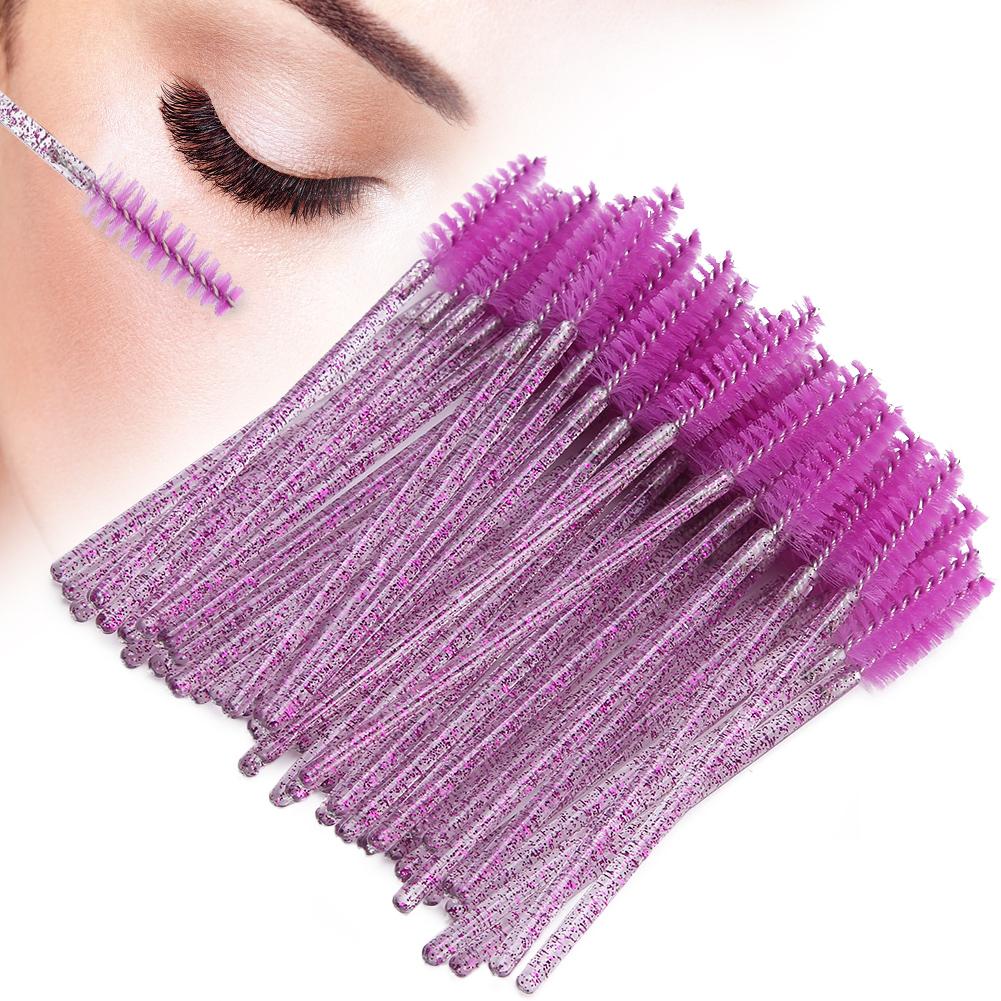 50 Stück Nylon-Make-up-Pinsel, Mascara-Stäbe, Wimpern, Augenbrauen, tragbarer Einwegpinsel