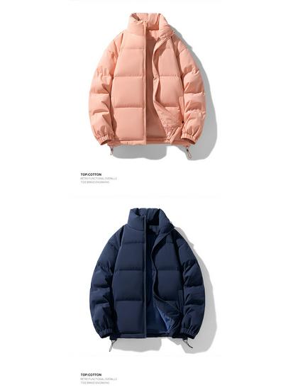 JSEN Trendy Cotton Stand Collar Down Jacket for Men & Women - 2025 Winter Warm Casual Couple Jacket.