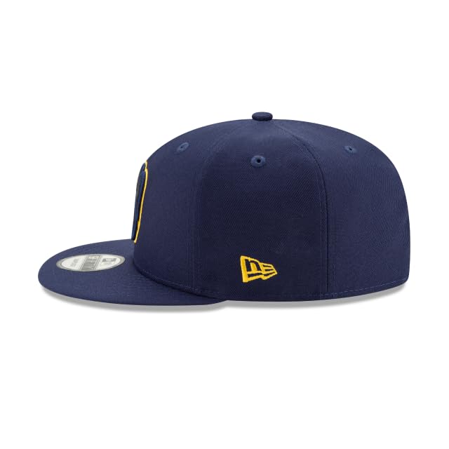 New Era Milwaukee Brewers 9Fifty Snapback Hat Brewers Basic Snapback Old School Brewers Navy Cap,