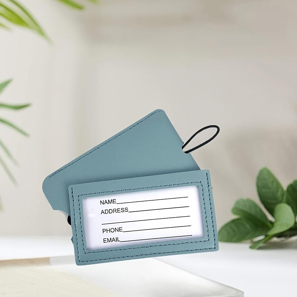 4 Pcs Multi Color Hidden Pull-out Leather Luggage Tags with Paper Cards Portable ID Tags for Travel