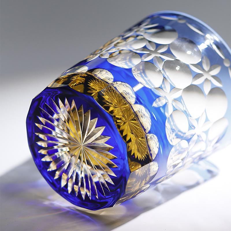 Jinzhi Jade Dance Japanisches Edo-Schliff-Kristallglas, handgeschnitzt, Whiskyglas, Weinglas, manuell geschliffener Nischenbecher