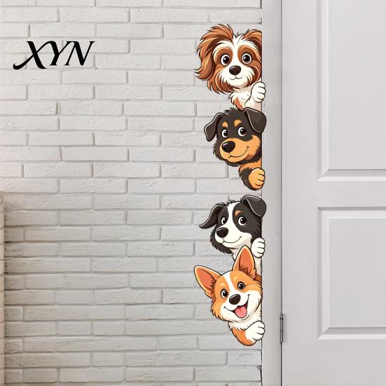 Nursery Room Wall Decorations Cartoon Puppy Sticker, Easy Apply Waterproof PVC Decal, Creative Indoor Outdoor Glass Stickers Dog Pattern for Bathroom