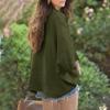 Spring and Autumn Women's Blouse V-neck Solid Color Large Size Loose Top