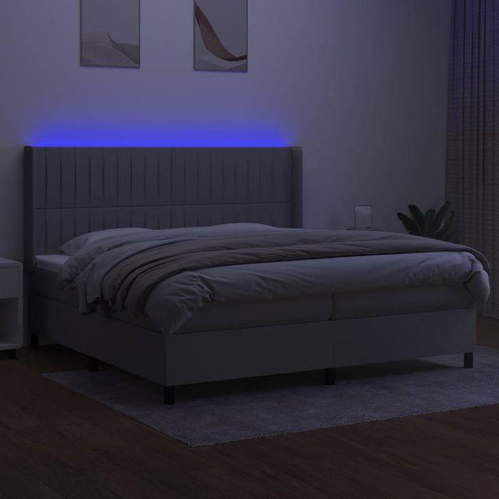 VidaXL Sommier à Lattes de Lit avec Matelas et LED, Lit Rembourré avec Tête de Lit, Lit Double, Lit Adulte de Chambre, 3138501