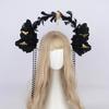 Lolita Corona Aureola Solare Fascia per Capelli Catena di Perline con Nappe Ali d'Angelo Fascia con Spine di Rosa Gotico Vintage Diadema Mary Barocco Copricapo
