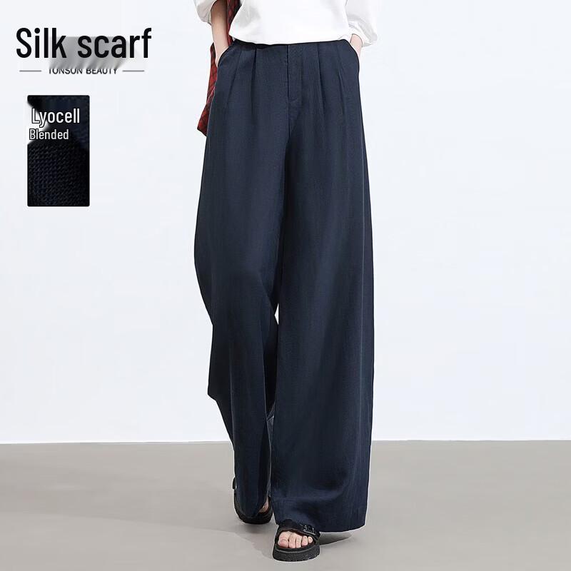 Women s High-Waist Linen Blend Wide-Leg Pants L