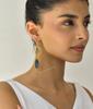 Natural Labradorite stylish hoop cum Dangle, 14K Gold handmade earrings, Flashy gemstone bohemian jewelry for Women, Unique gift ideas
