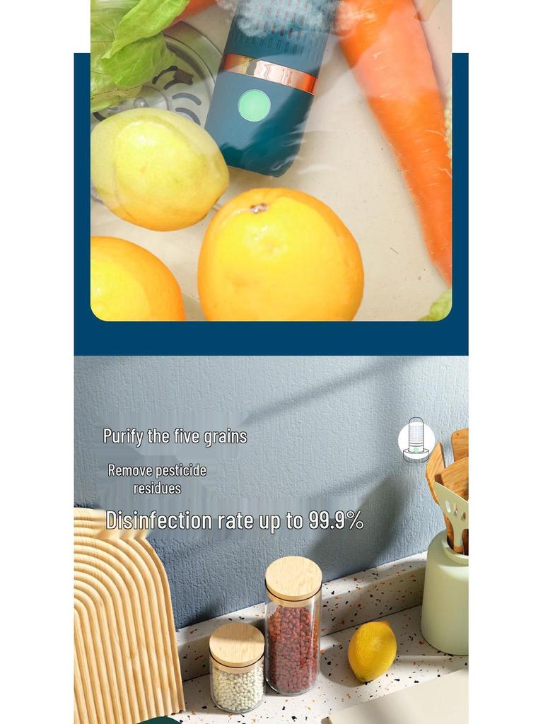 Wireless Fruit & Vegetable Purifier: Household Appliance for Washing and Disinfecting Produce, Removing Pesticide Residues.