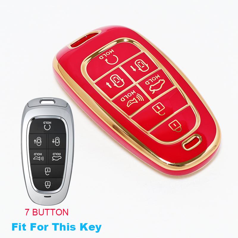 Mode TPU 7 Knoppen Afstandsbediening Sleutelhanger Hoes Accessoires Voor Hyundai Tucson Nx4 Staria Ioniq Sonata Nexo Dn8 Santa Fe Tm