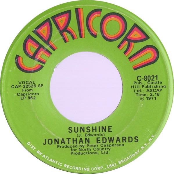 

7inch Record JONATHAN EDWARDS Sunshine Emma C8021 1971 US CountryFolk Used