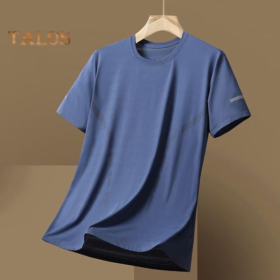 Sommer T-skjorte for menn Is Silke Rundhals Løs Pure Color Kortermet Pullover Uformell Daglig slitasje Sport Fitness Topp