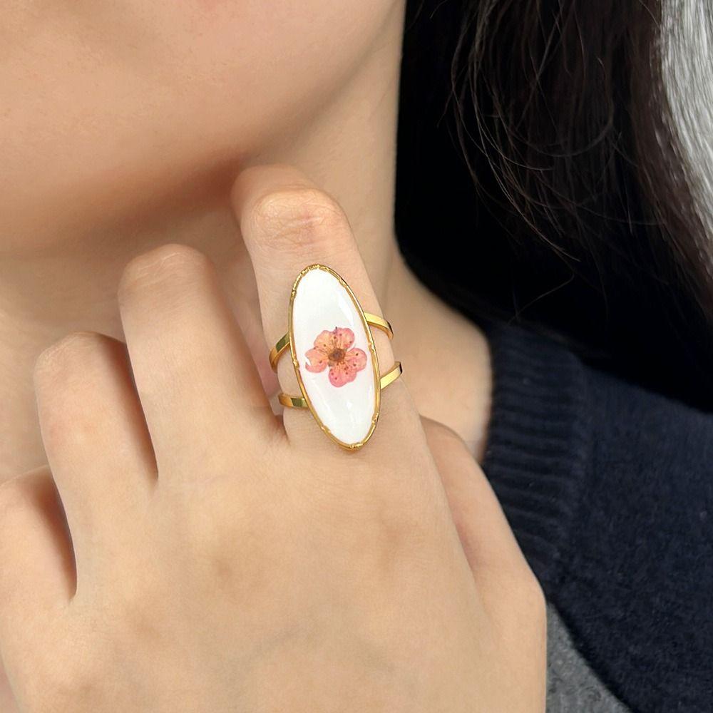 Stainless Steel Eternal Flower Ring Korean Style Open Ring Creative Summer Transparent Ring  Men