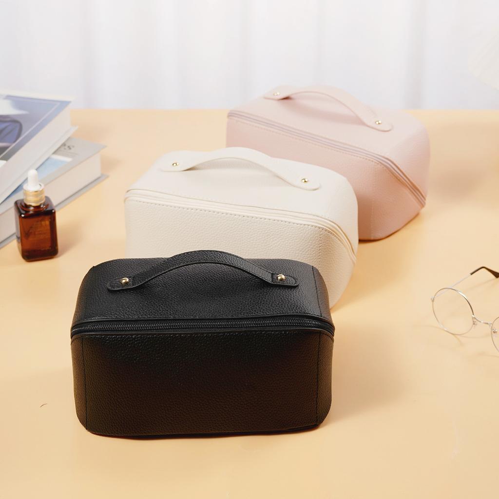 Print Solid Lychee Color Makeup Bag Portable Large Capacity Travel Bag Wash