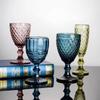 European Embossed Wine Glass Thickened Colorful Glass High Foot Juice Cup Retro Red Wine Glass