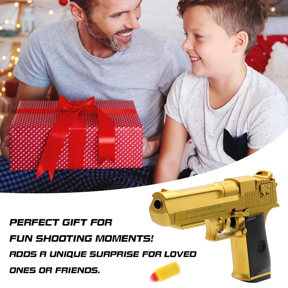 Continuous S Mechanical Auto Desert Eagle Airsoft Toy Gun Ejecting Shells Soft Bullets Kids Outdoor Target Game