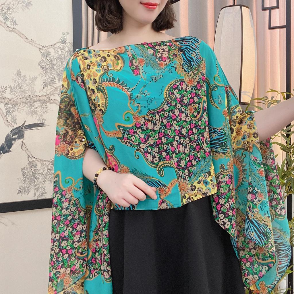 2025 Summer Pearl Print Slimming Shawl: Women's Versatile Style for Travel & Photography