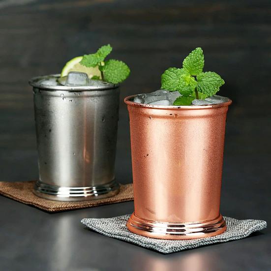 Whiskey Glass Julep Cups Copper Plated Wine Glasses 350ml Hammered Texture Metal Cocktail Glass Rust Resistant Barware for Party Bar Home Restaurant