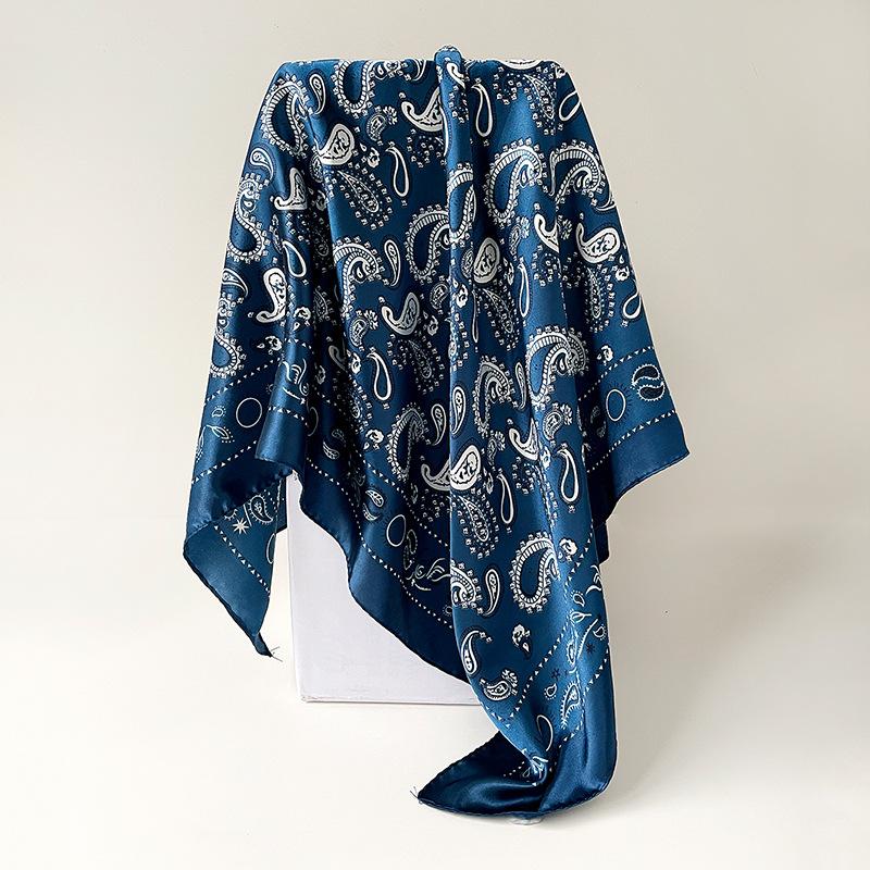 New-style cashew-patterned silk scarf: satin-finish large scarf, headscarf, shawl – a luxurious-looking scarf 90*90cm