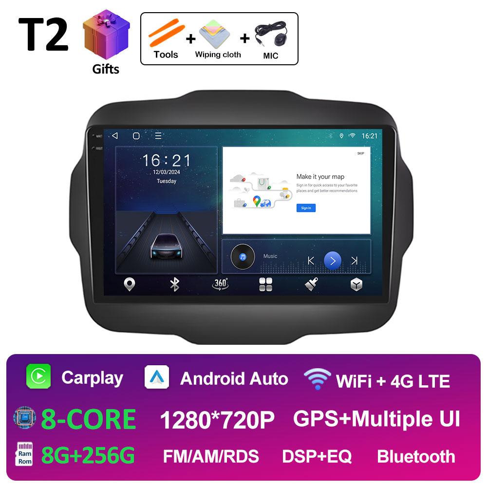 For Jeep Renegade 2016 2017 2018 - 2020 GPS Navigation Android Auto Wireless Carplay Bluetooth Smart System 2.5D Touch Screen 4G