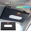 For Abarth Car Sun Visor Tissue Box Multi-Pocket Sunshade Hanging Tissue Bag FR FIAT 500 Seicento Siena Stilo Tipo UNO Ducato