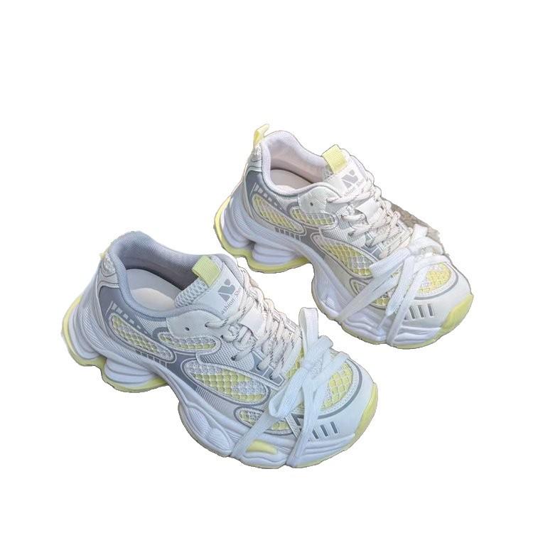 Leather platform 2025 spring and autumn new casual sports shoes fashionable versatile lightweight breathable dad shoes