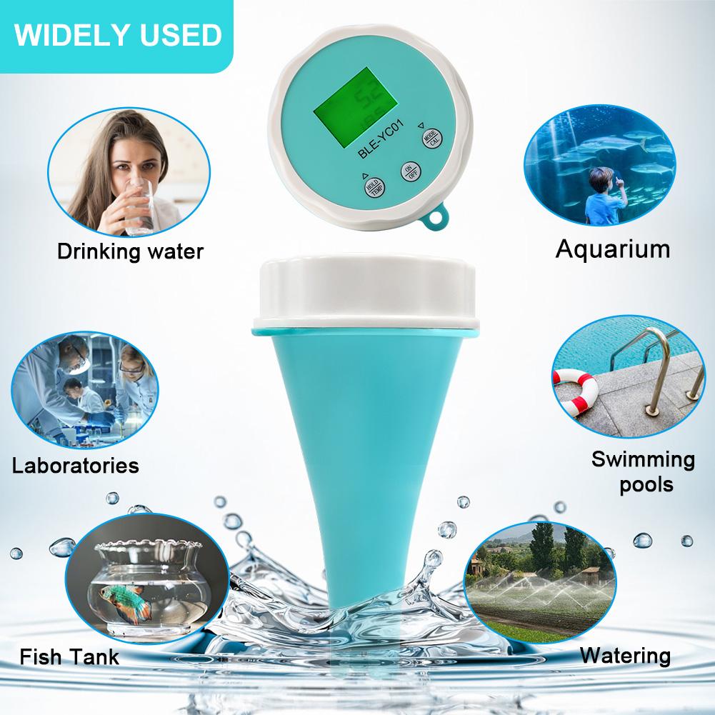 6-in-1 Residual Chlorine Monitor Backlit LCD Display Digital Water Tester Glass Probe Smart Equipment Bluetooth-compatible