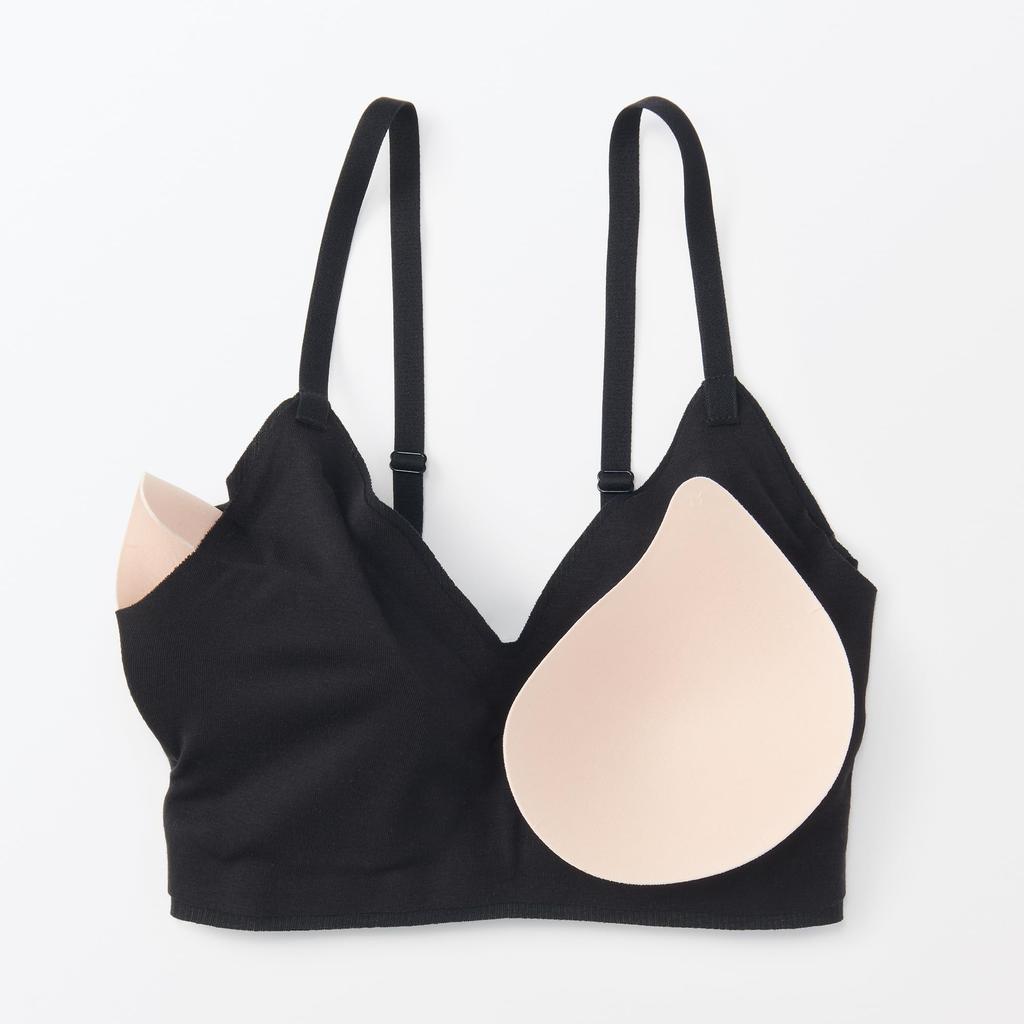 MUJI Gentle Ribbed S Women's Bra, FCH54A4A, Black, Women's