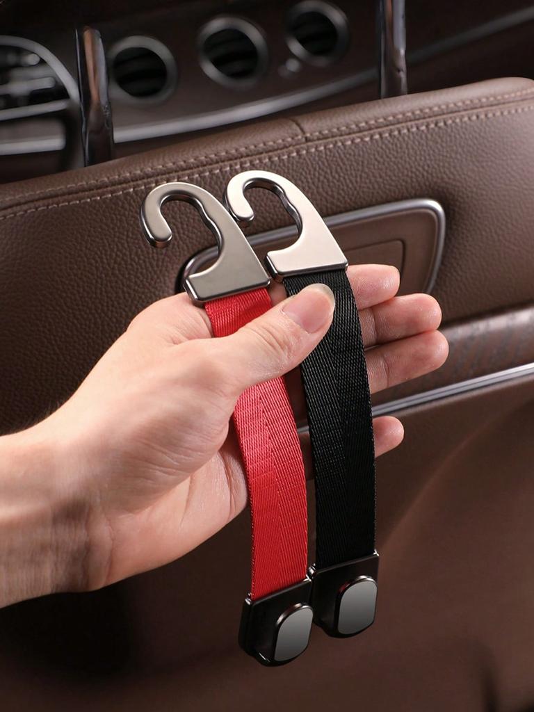1Pc Hidden Car Seat Back Hook - Metal & Leather Material, Foldable Scratch-Resistant Alloy Hook, Ideal for Rear Seat Storage