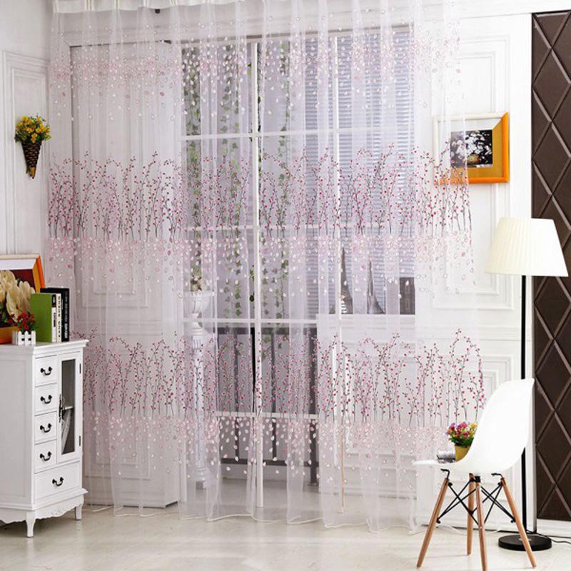 5# Wintersweet Door Curtain Tulle Window Treatment Voile Tulle Drape Valances